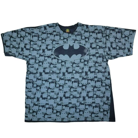 Batman Dark Knight Tshirt Mens 2XL 2008 Black Gray All Over Print Tee DC Comics - Picture 1 of 5